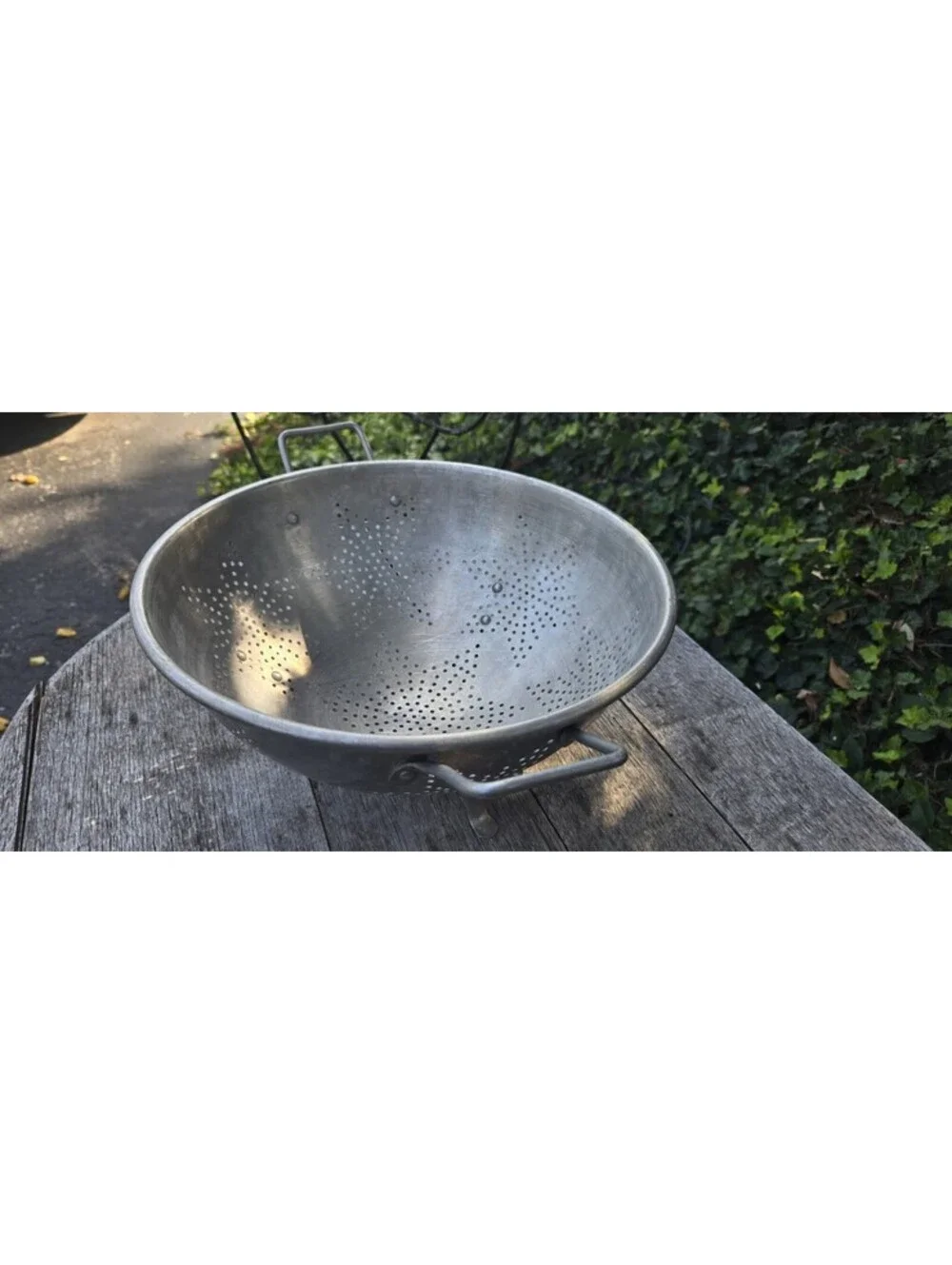 Antique Tin 7 Star Colander 2 Handles Farmhouse 3 Legs 11W”X5